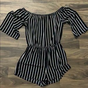 Pin stripped romper